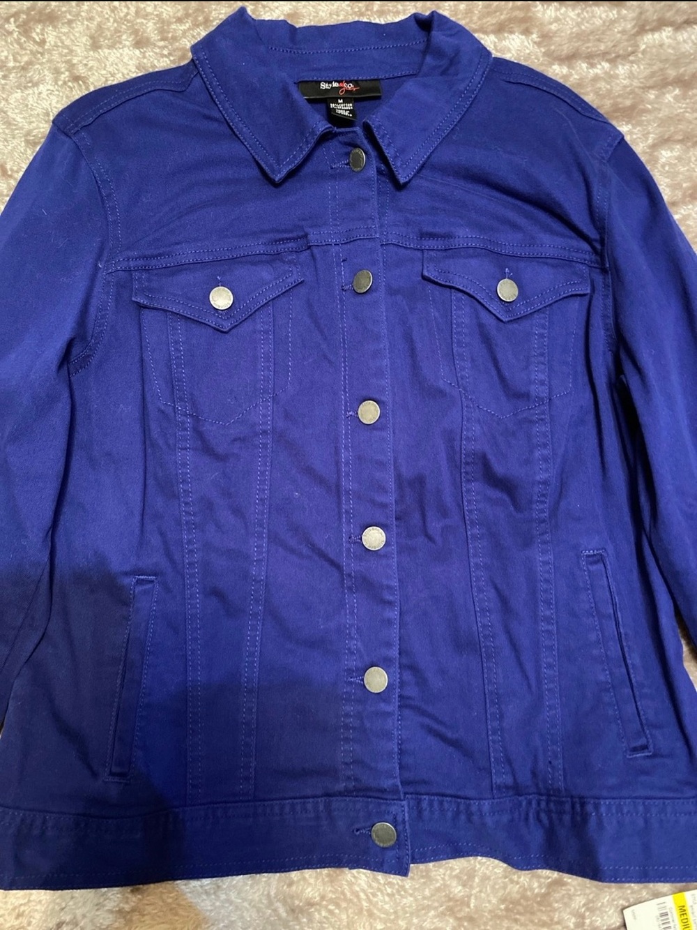 Style & Co. Women's Cobalt Blue Button-Front Jean Jacket